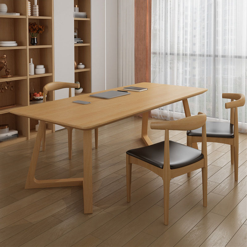 Solid Wood Top Dining Table Traditional Luxury Table with Pine Wood Sled Base 70.9"L x 31.5"W x 29.5"H Without Chairs Clearhalo 'Dining Tables & Seating' 'Dining Tables' 'dining_table' 'furn' 'furn_dining_table' 'Furniture' 'furniture_dining_table' 'Kitchen & Dining Furniture' 'kitchen' 'kitchen_dining_table' 4927966