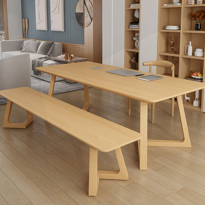Solid Wood Top Dining Table Traditional Luxury Table with Pine Wood Sled Base 55.1"L x 27.6"W x 29.5"H Without Chairs Clearhalo 'Dining Tables & Seating' 'Dining Tables' 'dining_table' 'furn' 'furn_dining_table' 'Furniture' 'furniture_dining_table' 'Kitchen & Dining Furniture' 'kitchen' 'kitchen_dining_table' 4927969