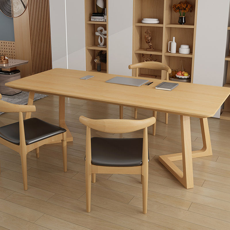 Solid Wood Top Dining Table Traditional Luxury Table with Pine Wood Sled Base Clearhalo 'Dining Tables & Seating' 'Dining Tables' 'dining_table' 'furn' 'furn_dining_table' 'Furniture' 'furniture_dining_table' 'Kitchen & Dining Furniture' 'kitchen' 'kitchen_dining_table' 4927975