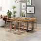 Pine Wood Top Dining Table Industrial Rectangle Table with Trestle Base in Black 55.1"L x 27.6"W x 29.5"H Without Chairs Clearhalo 'Dining Tables & Seating' 'Dining Tables' 'dining_table' 'furn' 'furn_dining_table' 'Furniture' 'furniture_dining_table' 'Kitchen & Dining Furniture' 'kitchen' 'kitchen_dining_table' 4927987