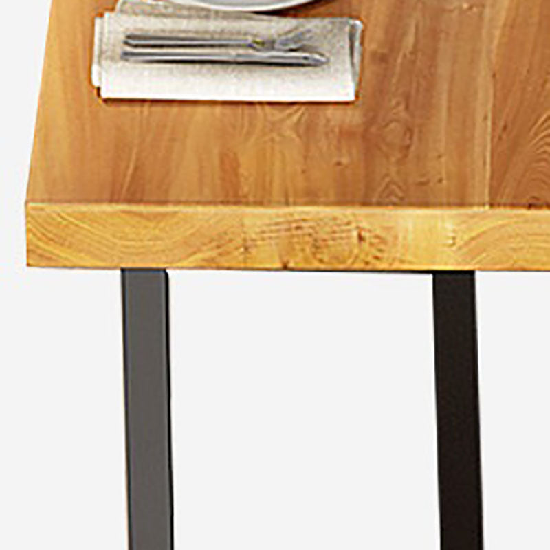 Pine Wood Top Dining Table Industrial Rectangle Table with Trestle Base in Black Clearhalo 'Dining Tables & Seating' 'Dining Tables' 'dining_table' 'furn' 'furn_dining_table' 'Furniture' 'furniture_dining_table' 'Kitchen & Dining Furniture' 'kitchen' 'kitchen_dining_table' 4927990