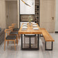 Pine Wood Top Dining Table Industrial Rectangle Table with Trestle Base in Black Clearhalo 'Dining Tables & Seating' 'Dining Tables' 'dining_table' 'furn' 'furn_dining_table' 'Furniture' 'furniture_dining_table' 'Kitchen & Dining Furniture' 'kitchen' 'kitchen_dining_table' 4927993