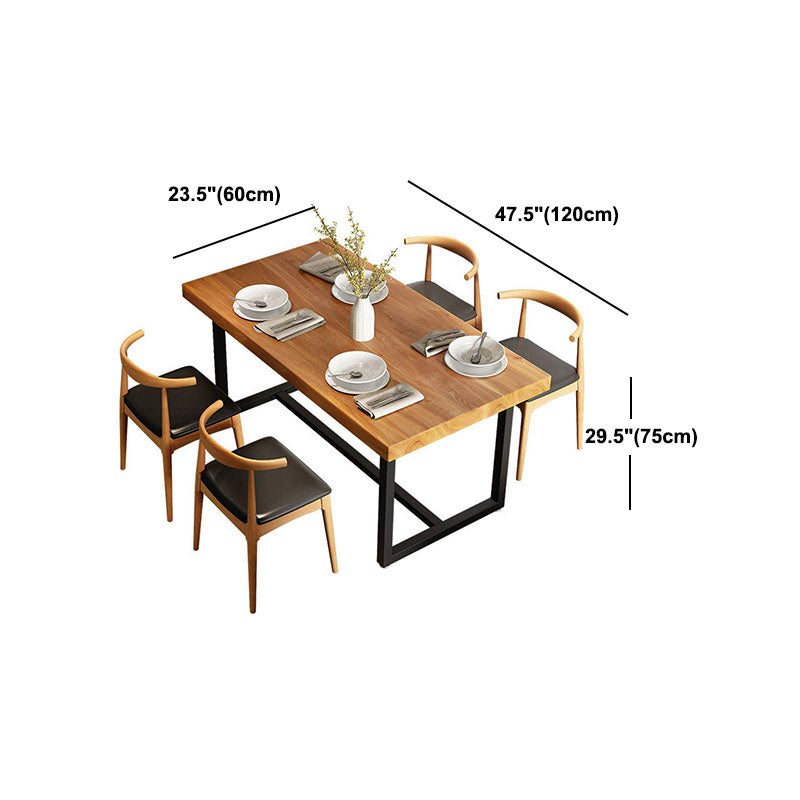 Pine Wood Top Dining Table Industrial Rectangle Table with Trestle Base in Black Clearhalo 'Dining Tables & Seating' 'Dining Tables' 'dining_table' 'furn' 'furn_dining_table' 'Furniture' 'furniture_dining_table' 'Kitchen & Dining Furniture' 'kitchen' 'kitchen_dining_table' 4927997