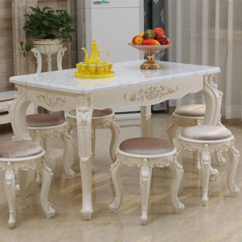 Stone Top Dining Table Rectangle Dining Table with 4 Legs in White Gold 47.2"L x 27.6"W x 29.5"H Clearhalo 'Dining Tables & Seating' 'Dining Tables' 'dining_table' 'Furniture' 'furniture_dining_table' 'Kitchen & Dining Furniture' 'kitchen' 'kitchen_dining_table' 4928003