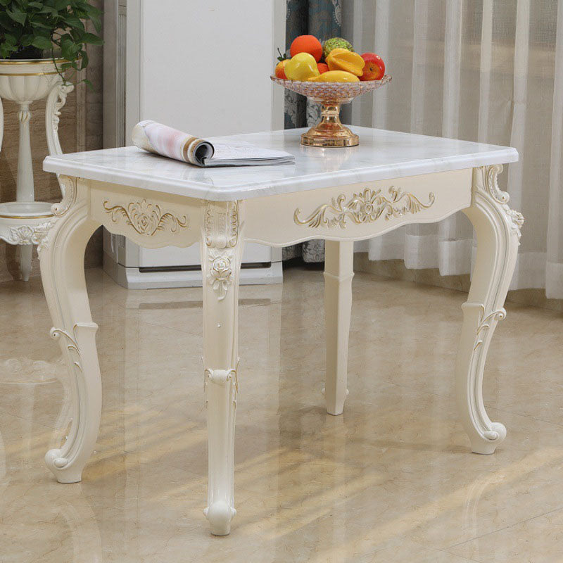Stone Top Dining Table Rectangle Dining Table with 4 Legs in White Gold 51.2"L x 29.5"W x 29.5"H Clearhalo 'Dining Tables & Seating' 'Dining Tables' 'dining_table' 'Furniture' 'furniture_dining_table' 'Kitchen & Dining Furniture' 'kitchen' 'kitchen_dining_table' 4928004