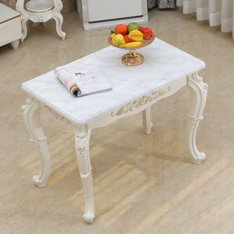 Stone Top Dining Table Rectangle Dining Table with 4 Legs in White Gold 39.4"L x 23.6"W x 29.5"H Clearhalo 'Dining Tables & Seating' 'Dining Tables' 'dining_table' 'Furniture' 'furniture_dining_table' 'Kitchen & Dining Furniture' 'kitchen' 'kitchen_dining_table' 4928006