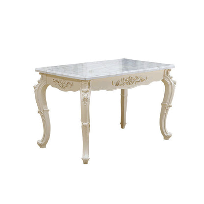 Stone Top Dining Table Rectangle Dining Table with 4 Legs in White Silver Clearhalo 'Dining Tables & Seating' 'Dining Tables' 'dining_table' 'Furniture' 'furniture_dining_table' 'Kitchen & Dining Furniture' 'kitchen' 'kitchen_dining_table' 4928007