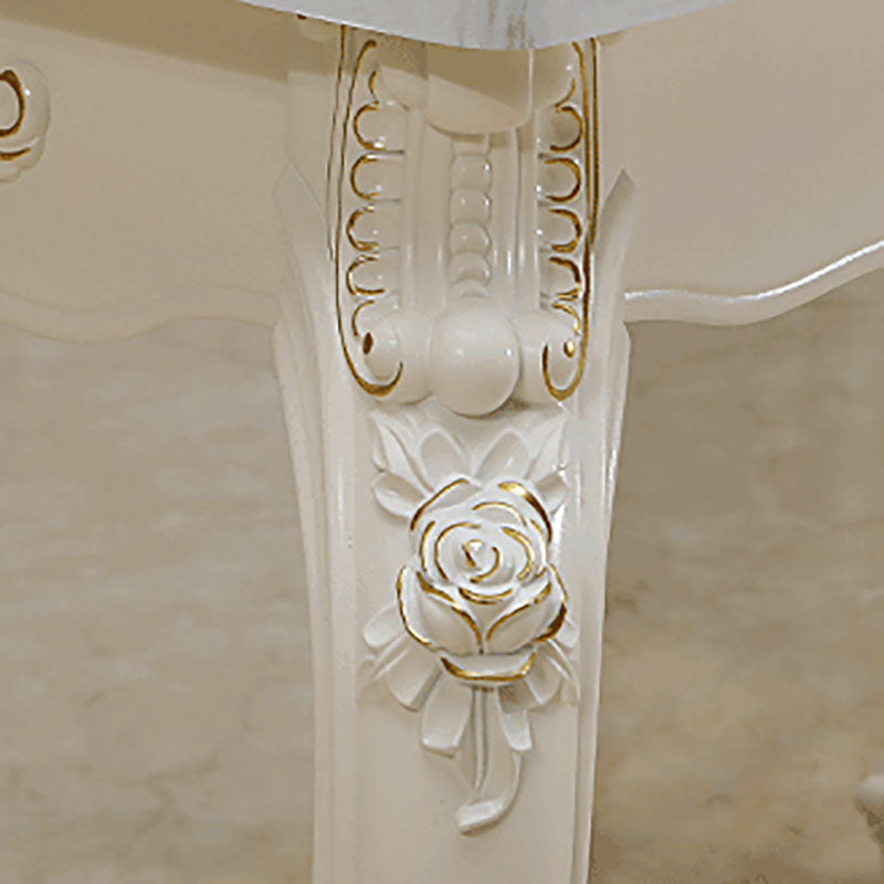 Stone Top Dining Table Rectangle Dining Table with 4 Legs in White Clearhalo 'Dining Tables & Seating' 'Dining Tables' 'dining_table' 'Furniture' 'furniture_dining_table' 'Kitchen & Dining Furniture' 'kitchen' 'kitchen_dining_table' 4928008