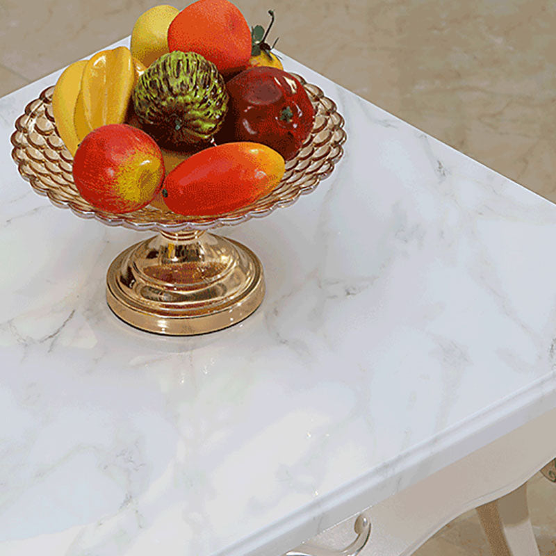 Stone Top Dining Table Rectangle Dining Table with 4 Legs in White Clearhalo 'Dining Tables & Seating' 'Dining Tables' 'dining_table' 'Furniture' 'furniture_dining_table' 'Kitchen & Dining Furniture' 'kitchen' 'kitchen_dining_table' 4928010