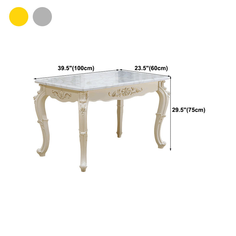 Stone Top Dining Table Rectangle Dining Table with 4 Legs in White Clearhalo 'Dining Tables & Seating' 'Dining Tables' 'dining_table' 'Furniture' 'furniture_dining_table' 'Kitchen & Dining Furniture' 'kitchen' 'kitchen_dining_table' 4928014