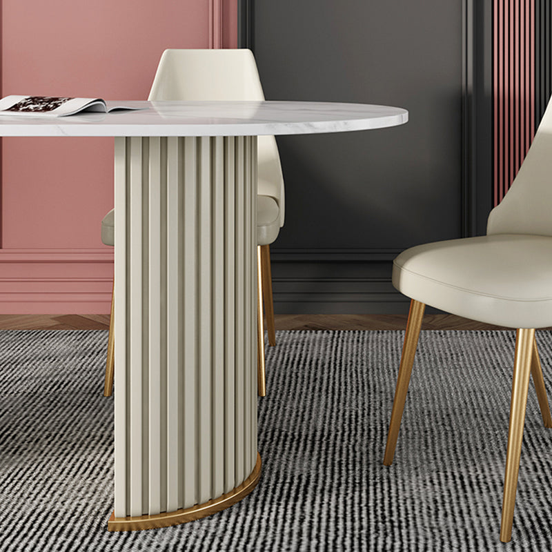 White Stone Top Dining Table Modern Oval Dining Table with Sled Base Clearhalo 'Dining Tables & Seating' 'Dining Tables' 'dining_table' 'Furniture' 'furniture_dining_table' 'Kitchen & Dining Furniture' 'kitchen' 'kitchen_dining_table' 4928023