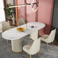 White Stone Top Dining Table Modern Oval Dining Table with Sled Base Clearhalo 'Dining Tables & Seating' 'Dining Tables' 'dining_table' 'Furniture' 'furniture_dining_table' 'Kitchen & Dining Furniture' 'kitchen' 'kitchen_dining_table' 4928028