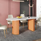 White Stone Top Dining Table Modern Oval Dining Table with Sled Base Clearhalo 'Dining Tables & Seating' 'Dining Tables' 'dining_table' 'Furniture' 'furniture_dining_table' 'Kitchen & Dining Furniture' 'kitchen' 'kitchen_dining_table' 4928029