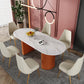 White Stone Top Dining Table Modern Oval Dining Table with Sled Base Clearhalo 'Dining Tables & Seating' 'Dining Tables' 'dining_table' 'Furniture' 'furniture_dining_table' 'Kitchen & Dining Furniture' 'kitchen' 'kitchen_dining_table' 4928030