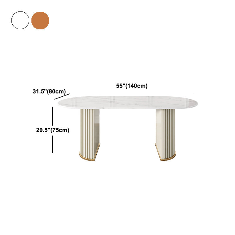 White Stone Top Dining Table Modern Oval Dining Table with Sled Base Clearhalo 'Dining Tables & Seating' 'Dining Tables' 'dining_table' 'Furniture' 'furniture_dining_table' 'Kitchen & Dining Furniture' 'kitchen' 'kitchen_dining_table' 4928032