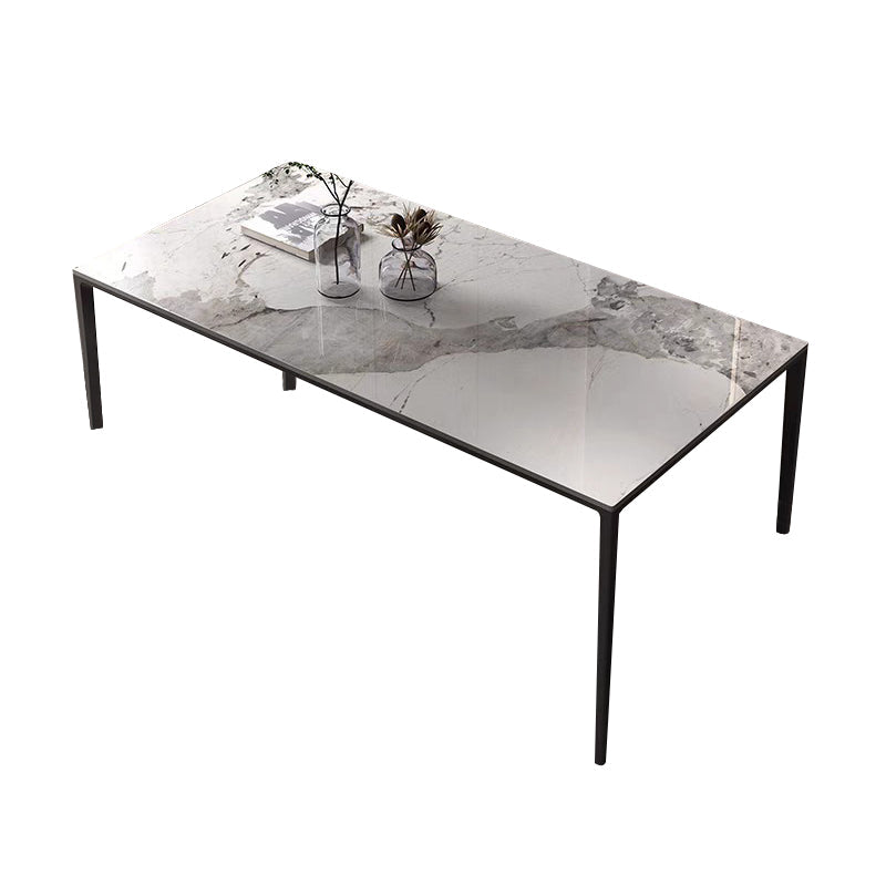 Stone Rectangular Dining Table 4 Legs Furniture with Steel Base for Home Clearhalo 'Dining Tables & Seating' 'Dining Tables' 'dining_table' 'furn' 'furn_dining_table' 'Furniture' 'furniture_dining_table' 'Kitchen & Dining Furniture' 'kitchen' 'kitchen_dining_table' 4928040