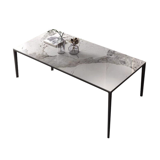 Stone Rectangular Dining Table 4 Legs Furniture with Steel Base for Home Clearhalo 'Dining Tables & Seating' 'Dining Tables' 'dining_table' 'furn' 'furn_dining_table' 'Furniture' 'furniture_dining_table' 'Kitchen & Dining Furniture' 'kitchen' 'kitchen_dining_table' 4928040