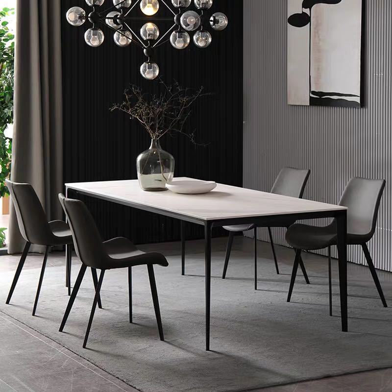Stone Rectangular Dining Table 4 Legs Furniture with Steel Base for Home Clearhalo 'Dining Tables & Seating' 'Dining Tables' 'dining_table' 'furn' 'furn_dining_table' 'Furniture' 'furniture_dining_table' 'Kitchen & Dining Furniture' 'kitchen' 'kitchen_dining_table' 4928045