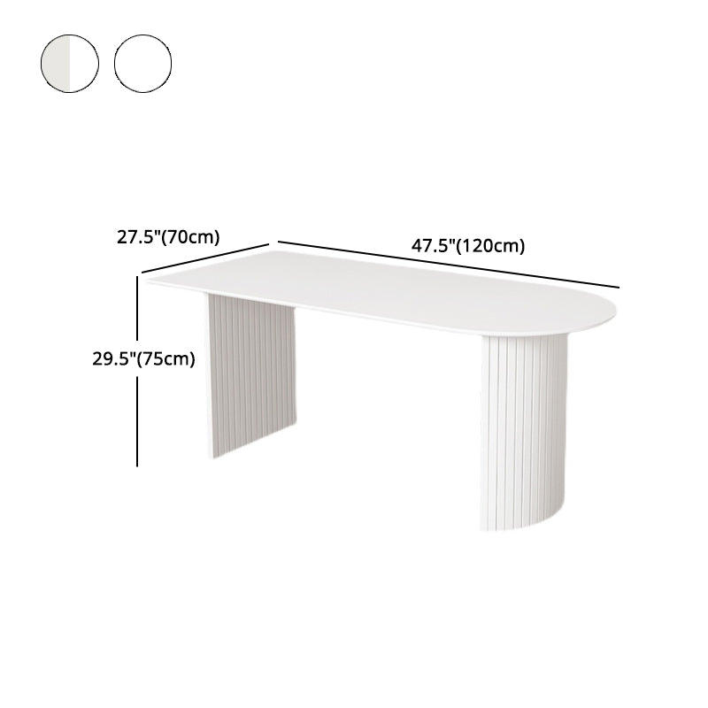 White Dining Table Modern Restaurant Furniture with Double Pedestal Base Clearhalo 'Dining Tables & Seating' 'Dining Tables' 'dining_table' 'furn' 'furn_dining_table' 'Furniture' 'furniture_dining_table' 'Kitchen & Dining Furniture' 'kitchen' 'kitchen_dining_table' 4928063