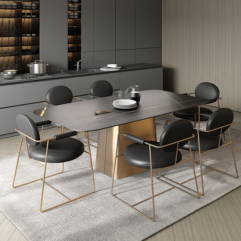 Traditional Luxury Dining Table Stone Dining Table with Pedestal Base Clearhalo 'Dining Tables & Seating' 'Dining Tables' 'dining_table' 'furn' 'furn_dining_table' 'Furniture' 'furniture_dining_table' 'Kitchen & Dining Furniture' 'kitchen' 'kitchen_dining_table' 4928077