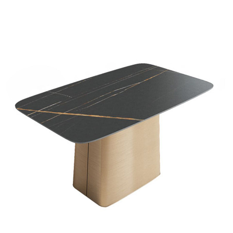 Traditional Luxury Dining Table Stone Dining Table with Pedestal Base Black Without Chairs Clearhalo 'Dining Tables & Seating' 'Dining Tables' 'dining_table' 'furn' 'furn_dining_table' 'Furniture' 'furniture_dining_table' 'Kitchen & Dining Furniture' 'kitchen' 'kitchen_dining_table' 4928080