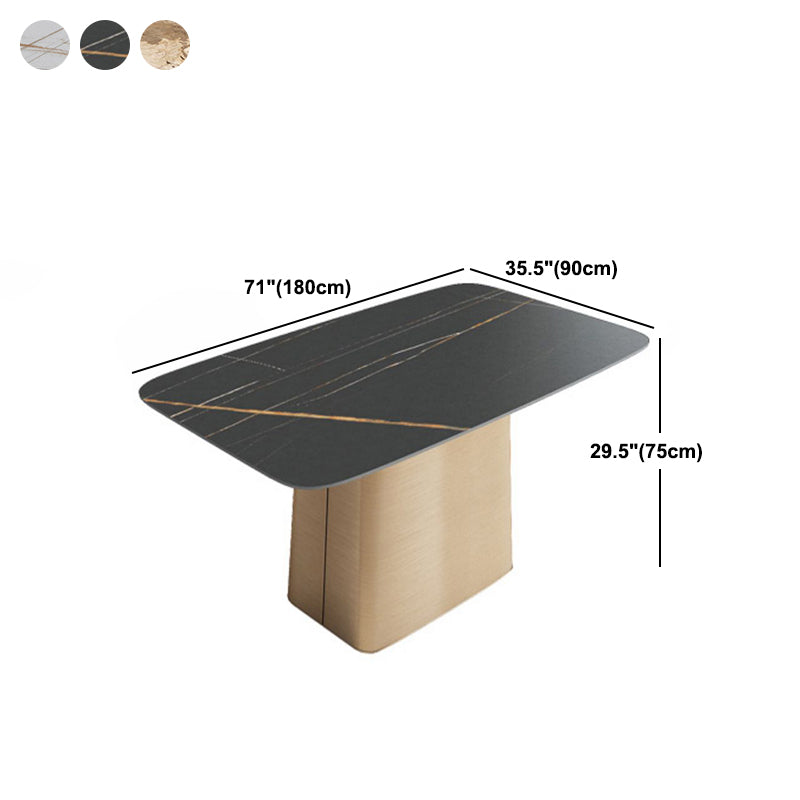 Traditional Luxury Dining Table Stone Dining Table with Pedestal Base Clearhalo 'Dining Tables & Seating' 'Dining Tables' 'dining_table' 'furn' 'furn_dining_table' 'Furniture' 'furniture_dining_table' 'Kitchen & Dining Furniture' 'kitchen' 'kitchen_dining_table' 4928083