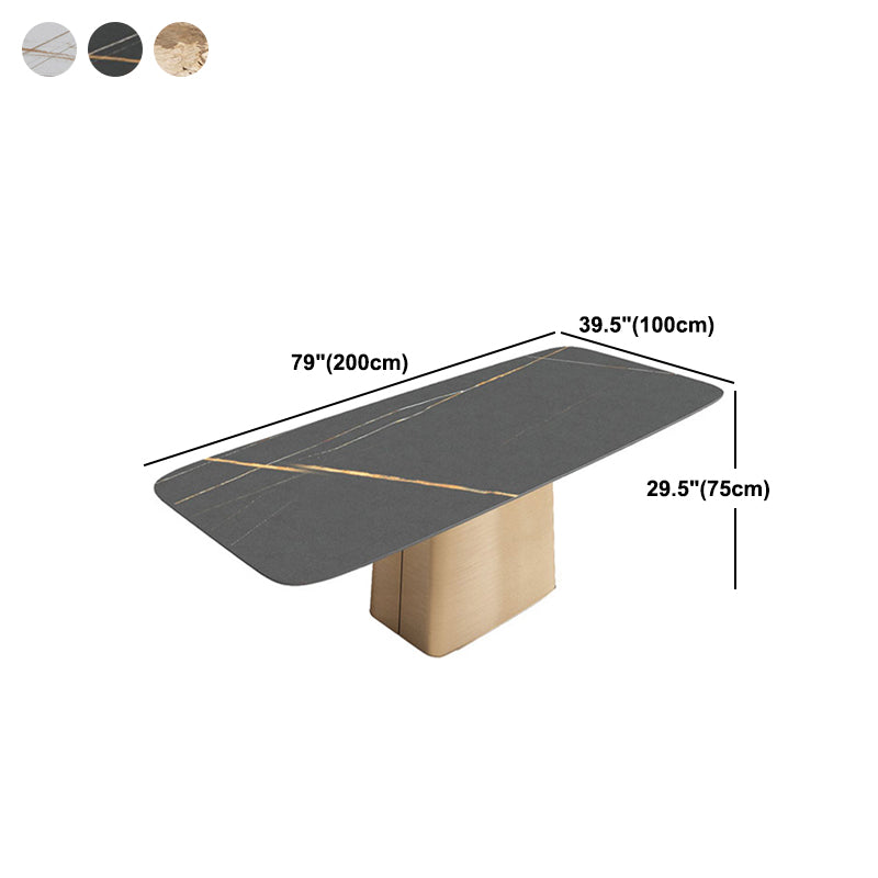 Traditional Luxury Dining Table Stone Dining Table with Pedestal Base Clearhalo 'Dining Tables & Seating' 'Dining Tables' 'dining_table' 'furn' 'furn_dining_table' 'Furniture' 'furniture_dining_table' 'Kitchen & Dining Furniture' 'kitchen' 'kitchen_dining_table' 4928084