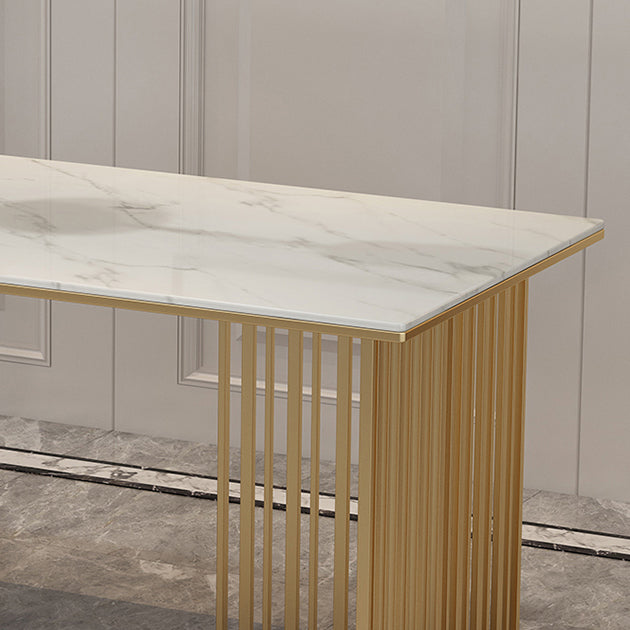 Rectangle Dining Table Traditional Luxury Dining Table with Iron Base Clearhalo 'Dining Tables & Seating' 'Dining Tables' 'dining_table' 'furn' 'furn_dining_table' 'Furniture' 'furniture_dining_table' 'Kitchen & Dining Furniture' 'kitchen' 'kitchen_dining_table' 4928088