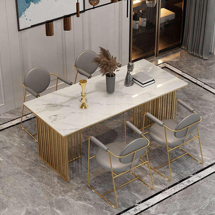 Rectangle Dining Table Traditional Luxury Dining Table with Iron Base Clearhalo 'Dining Tables & Seating' 'Dining Tables' 'dining_table' 'furn' 'furn_dining_table' 'Furniture' 'furniture_dining_table' 'Kitchen & Dining Furniture' 'kitchen' 'kitchen_dining_table' 4928091