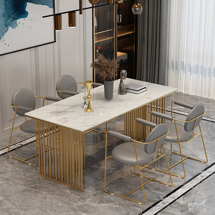 Rectangle Dining Table Traditional Luxury Dining Table with Iron Base Clearhalo 'Dining Tables & Seating' 'Dining Tables' 'dining_table' 'furn' 'furn_dining_table' 'Furniture' 'furniture_dining_table' 'Kitchen & Dining Furniture' 'kitchen' 'kitchen_dining_table' 4928093