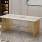 Rectangle Dining Table Traditional Luxury Dining Table with Iron Base Clearhalo 'Dining Tables & Seating' 'Dining Tables' 'dining_table' 'furn' 'furn_dining_table' 'Furniture' 'furniture_dining_table' 'Kitchen & Dining Furniture' 'kitchen' 'kitchen_dining_table' 4928095
