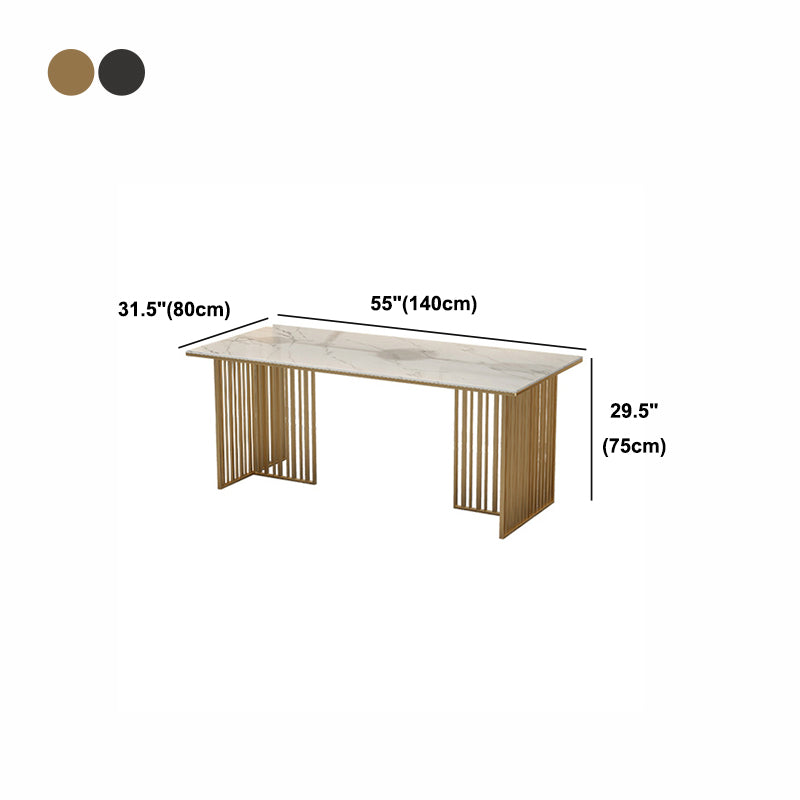 Rectangle Dining Table Traditional Luxury Dining Table with Iron Base Clearhalo 'Dining Tables & Seating' 'Dining Tables' 'dining_table' 'furn' 'furn_dining_table' 'Furniture' 'furniture_dining_table' 'Kitchen & Dining Furniture' 'kitchen' 'kitchen_dining_table' 4928098