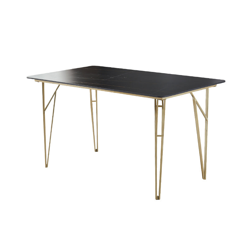 Gold Tripod Base Dining Table Stone and Metal Traditional Luxury Dining Table Black Without Chairs Clearhalo 'Dining Tables & Seating' 'Dining Tables' 'dining_table' 'furn' 'furn_dining_table' 'Furniture' 'furniture_dining_table' 'Kitchen & Dining Furniture' 'kitchen' 'kitchen_dining_table' 4928106