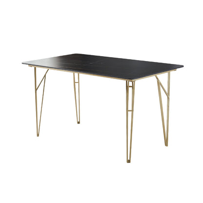 Gold Tripod Base Dining Table Stone and Metal Traditional Luxury Dining Table Black Without Chairs Clearhalo 'Dining Tables & Seating' 'Dining Tables' 'dining_table' 'furn' 'furn_dining_table' 'Furniture' 'furniture_dining_table' 'Kitchen & Dining Furniture' 'kitchen' 'kitchen_dining_table' 4928106