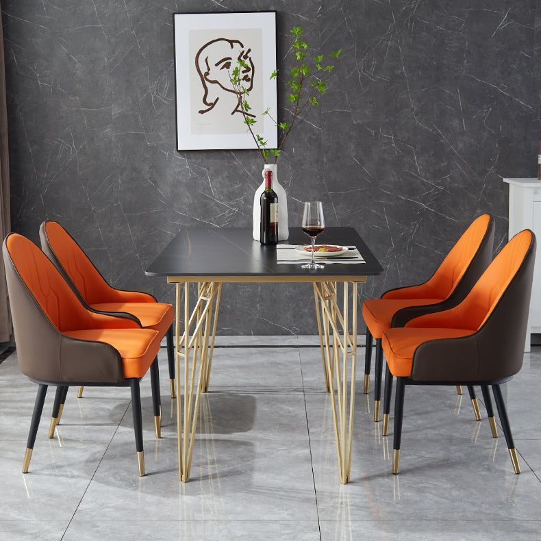 Gold Tripod Base Dining Table Stone and Metal Traditional Luxury Dining Table Clearhalo 'Dining Tables & Seating' 'Dining Tables' 'dining_table' 'furn' 'furn_dining_table' 'Furniture' 'furniture_dining_table' 'Kitchen & Dining Furniture' 'kitchen' 'kitchen_dining_table' 4928114