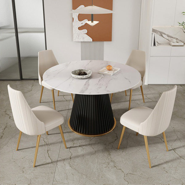 Sintered Stone Dining Table Round Dining Table with Metal Base Black Without Chairs Clearhalo 'Dining Tables & Seating' 'Dining Tables' 'dining_table' 'furn' 'furn_dining_table' 'Furniture' 'furniture_dining_table' 'Kitchen & Dining Furniture' 'kitchen' 'kitchen_dining_table' 4928122