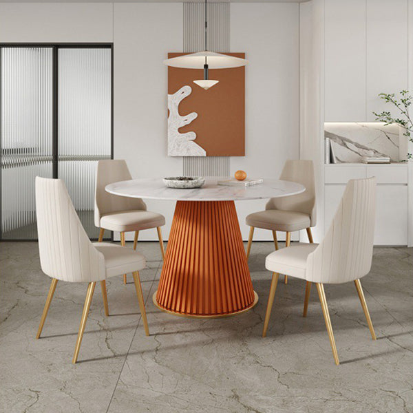 Sintered Stone Dining Table Round Dining Table with Metal Base Orange Without Chairs Clearhalo 'Dining Tables & Seating' 'Dining Tables' 'dining_table' 'furn' 'furn_dining_table' 'Furniture' 'furniture_dining_table' 'Kitchen & Dining Furniture' 'kitchen' 'kitchen_dining_table' 4928123