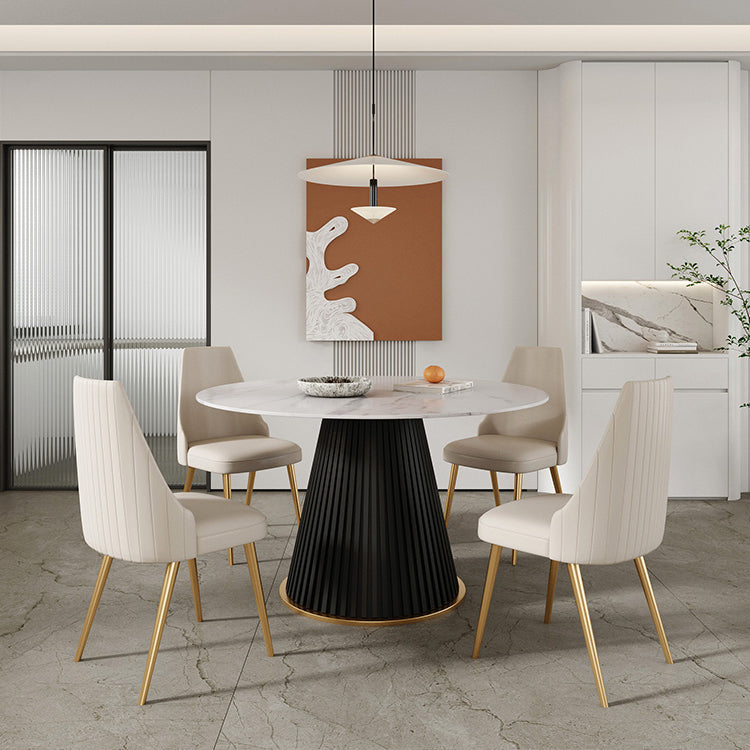 Sintered Stone Dining Table Round Dining Table with Metal Base Clearhalo 'Dining Tables & Seating' 'Dining Tables' 'dining_table' 'furn' 'furn_dining_table' 'Furniture' 'furniture_dining_table' 'Kitchen & Dining Furniture' 'kitchen' 'kitchen_dining_table' 4928128