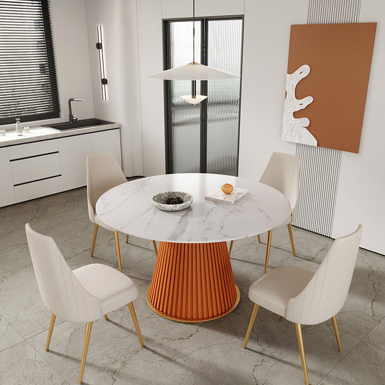 Sintered Stone Dining Table Round Dining Table with Metal Base Clearhalo 'Dining Tables & Seating' 'Dining Tables' 'dining_table' 'furn' 'furn_dining_table' 'Furniture' 'furniture_dining_table' 'Kitchen & Dining Furniture' 'kitchen' 'kitchen_dining_table' 4928129
