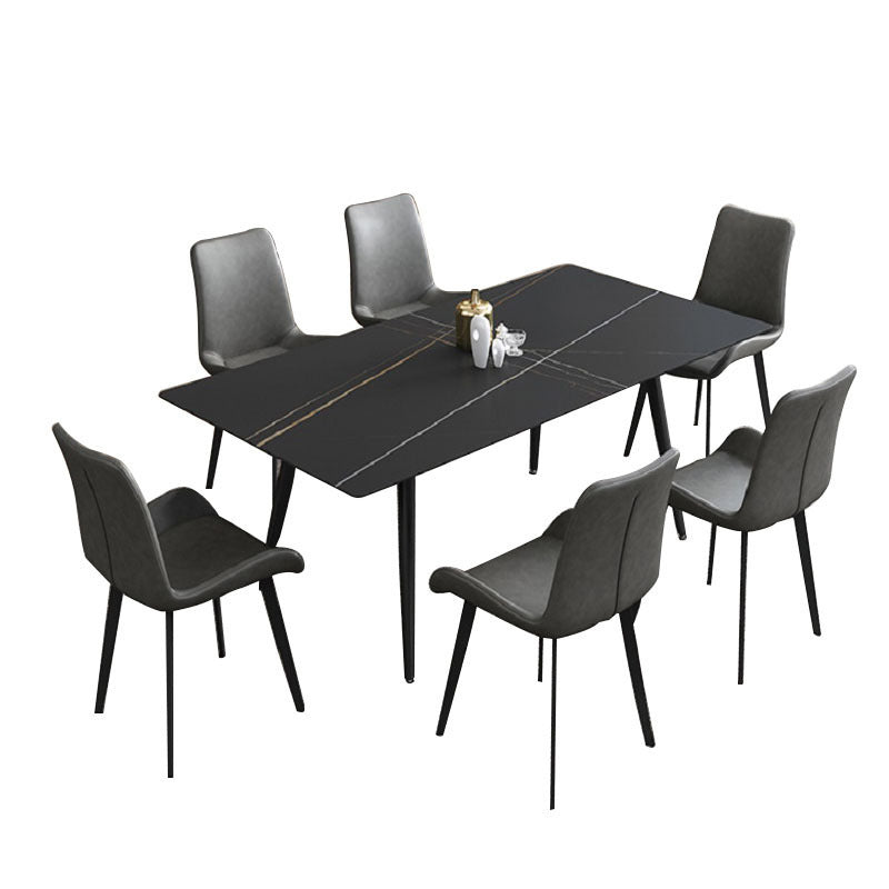 Rectangular Sintered Stone Dining Table Modern Furniture with 4 Legs in Matte Finish Clearhalo 'Dining Tables & Seating' 'Dining Tables' 'dining_table' 'furn' 'furn_dining_table' 'Furniture' 'furniture_dining_table' 'Kitchen & Dining Furniture' 'kitchen' 'kitchen_dining_table' 4928138