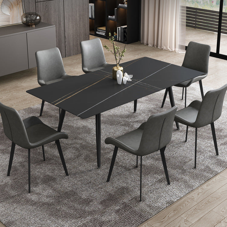 Rectangular Sintered Stone Dining Table Modern Furniture with 4 Legs in Matte Finish Clearhalo 'Dining Tables & Seating' 'Dining Tables' 'dining_table' 'furn' 'furn_dining_table' 'Furniture' 'furniture_dining_table' 'Kitchen & Dining Furniture' 'kitchen' 'kitchen_dining_table' 4928145