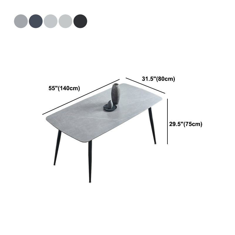Rectangular Sintered Stone Dining Table Modern Furniture with 4 Legs in Matte Finish Clearhalo 'Dining Tables & Seating' 'Dining Tables' 'dining_table' 'furn' 'furn_dining_table' 'Furniture' 'furniture_dining_table' 'Kitchen & Dining Furniture' 'kitchen' 'kitchen_dining_table' 4928148