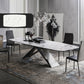 Rectangle Dining Table Industrial Stone Top Dining Table with Stainless Steel Base White Without Chairs Clearhalo 'Dining Tables & Seating' 'Dining Tables' 'dining_table' 'furn' 'furn_dining_table' 'Furniture' 'furniture_dining_table' 'Kitchen & Dining Furniture' 'kitchen' 'kitchen_dining_table' 4928151