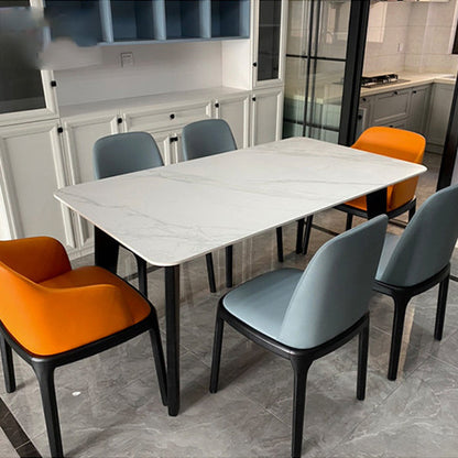 Brown Rectangular Sintered Stone Dining Table Modern Furniture with 4 Legs Wood Base Black Without Chairs Clearhalo 'Dining Tables & Seating' 'Dining Tables' 'dining_table' 'furn' 'furn_dining_table' 'Furniture' 'furniture_dining_table' 'Kitchen & Dining Furniture' 'kitchen' 'kitchen_dining_table' 4928168