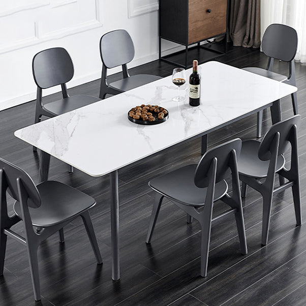 Brown Rectangular Sintered Stone Dining Table Modern Furniture with 4 Legs Wood Base Clearhalo 'Dining Tables & Seating' 'Dining Tables' 'dining_table' 'furn' 'furn_dining_table' 'Furniture' 'furniture_dining_table' 'Kitchen & Dining Furniture' 'kitchen' 'kitchen_dining_table' 4928178
