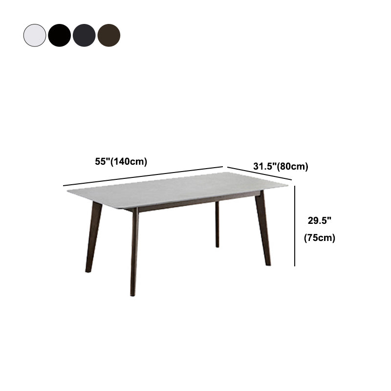 Brown Rectangular Sintered Stone Dining Table Modern Furniture with 4 Legs Wood Base Clearhalo 'Dining Tables & Seating' 'Dining Tables' 'dining_table' 'furn' 'furn_dining_table' 'Furniture' 'furniture_dining_table' 'Kitchen & Dining Furniture' 'kitchen' 'kitchen_dining_table' 4928180