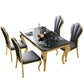 Traditional Luxury Dining Table Rectangle Metal Gold Tripod Dining Table Black Without Chairs Clearhalo 'Dining Tables & Seating' 'Dining Tables' 'dining_table' 'furn' 'furn_dining_table' 'Furniture' 'furniture_dining_table' 'Kitchen & Dining Furniture' 'kitchen' 'kitchen_dining_table' 4928186