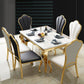 Traditional Luxury Dining Table Rectangle Metal Gold Tripod Dining Table White 59.1"L x 35.4"W x 29.5"H Without Chairs Clearhalo 'Dining Tables & Seating' 'Dining Tables' 'dining_table' 'furn' 'furn_dining_table' 'Furniture' 'furniture_dining_table' 'Kitchen & Dining Furniture' 'kitchen' 'kitchen_dining_table' 4928188