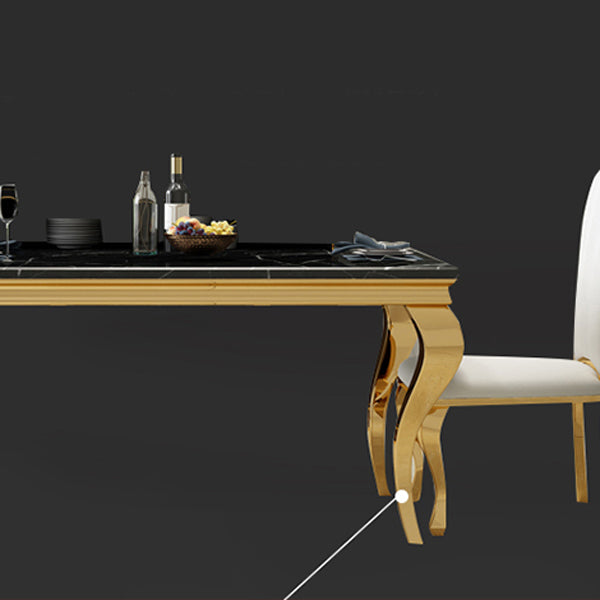 Traditional Luxury Dining Table Rectangle Metal Gold Tripod Dining Table Clearhalo 'Dining Tables & Seating' 'Dining Tables' 'dining_table' 'furn' 'furn_dining_table' 'Furniture' 'furniture_dining_table' 'Kitchen & Dining Furniture' 'kitchen' 'kitchen_dining_table' 4928192