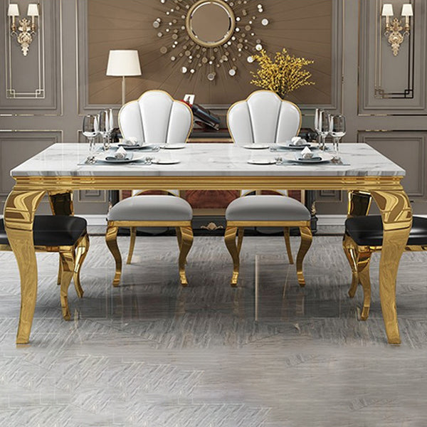 Traditional Luxury Dining Table Rectangle Metal Gold Tripod Dining Table Clearhalo 'Dining Tables & Seating' 'Dining Tables' 'dining_table' 'furn' 'furn_dining_table' 'Furniture' 'furniture_dining_table' 'Kitchen & Dining Furniture' 'kitchen' 'kitchen_dining_table' 4928195